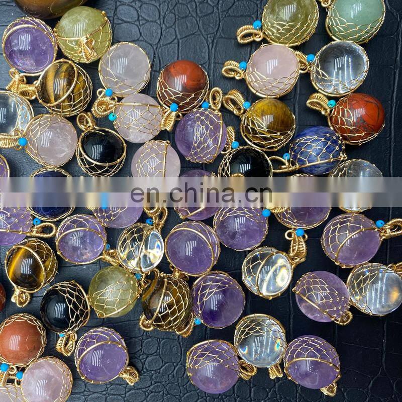2022 Fashion Jewelry Jewelleries Custom Chain Pendant Round Crystal Natural Stone Jewellery Citrine Pendants