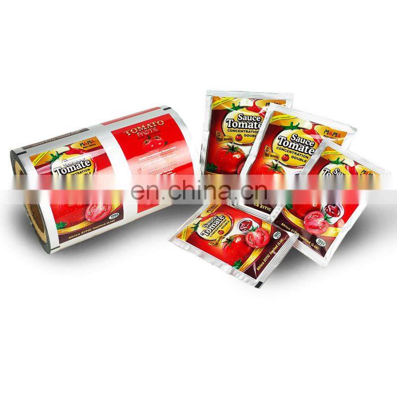 Aluminium Foil RCPP Plastic Sauce Ketchup Packaging Printed Auto Filling Roll Film For Food