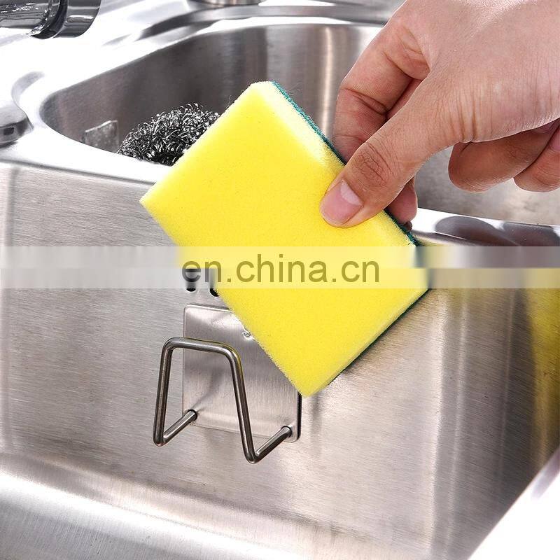 304 Stainless Steel Sink Sponges Holder Self Adhesive Drain Drying Rack Kitchen Wall Hooks Accessories Storage Organizer