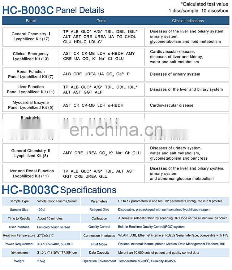 HC-B003C More than 32 tests Popular lab automatic Human POCT dry biochemistry chemistry analyzer