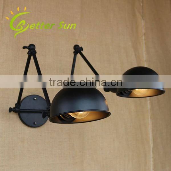 Double-headed Adjustable Swing Arm Black Iron Interior LED Wall Light