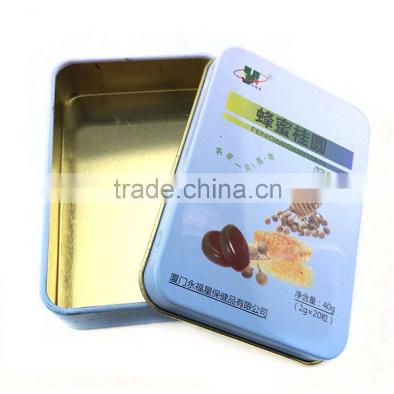 health rectangular metal tin box tin box,plaint candy tin box