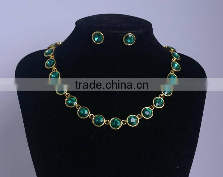 Dignified Crystal Chain Silver Fashion Jewelry Necklace Set