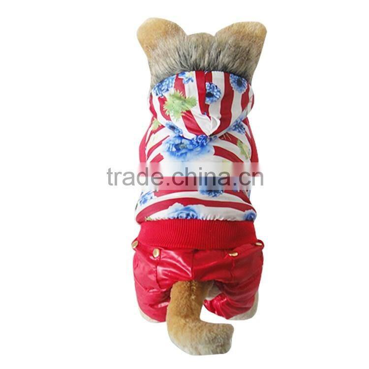 Luxury fur flower cotton Red dog clothes
