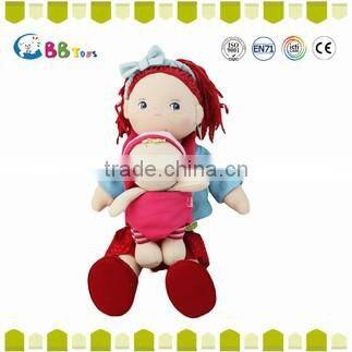 ICS Certified factory Alibaba gold supplier plush toys a mom with red hair plush soft dolls toys for baby