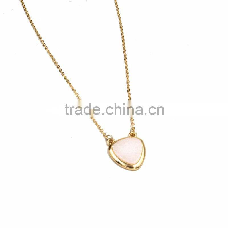Pink Resin Semi Precious Stone Gold Chain Jewellery Fashion Teen Girls Necklace