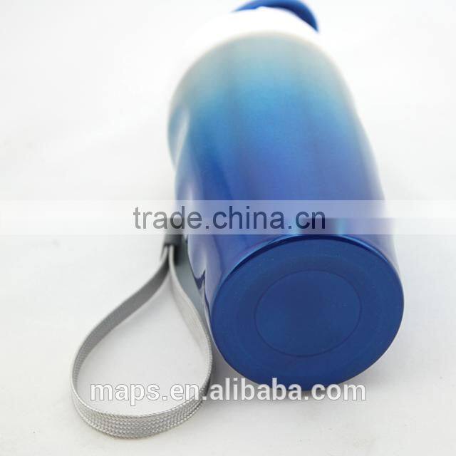 stainless steel single wall bottle with removable hand-straps