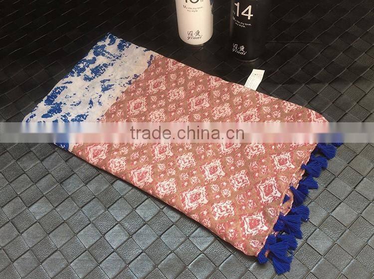 Ink Painting Print Design Large Long Cotton Pashmina Scarf Women Hijab