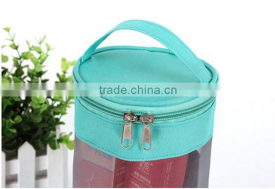 Hand cosmetic bag mesh drum shaped orangizer bag