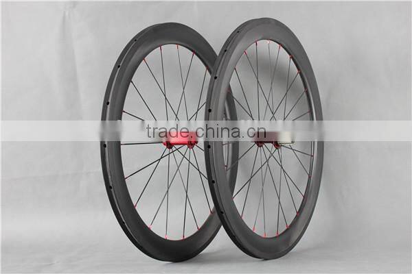 Full carbon fiber road bike wheelset red R13 hubs carbon bike wheels W56T