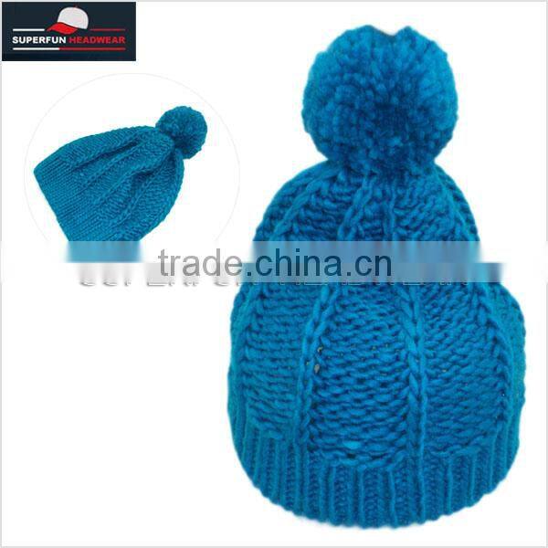 folded preferential knitted dobby winter crochet hats and caps