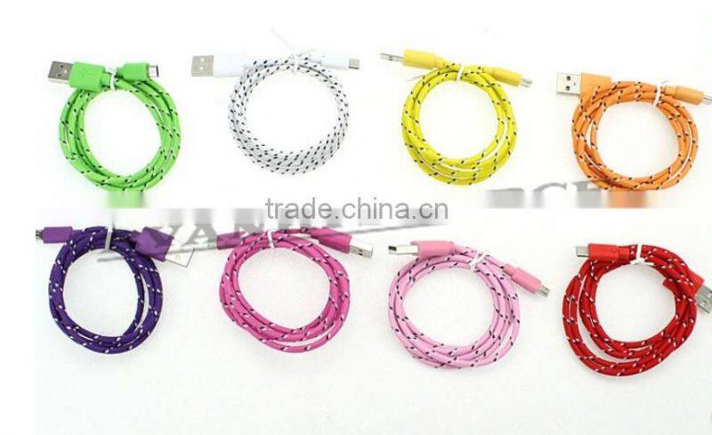 1m 2m 3m Braided Micro USB cable Data transfer and power charge For Android