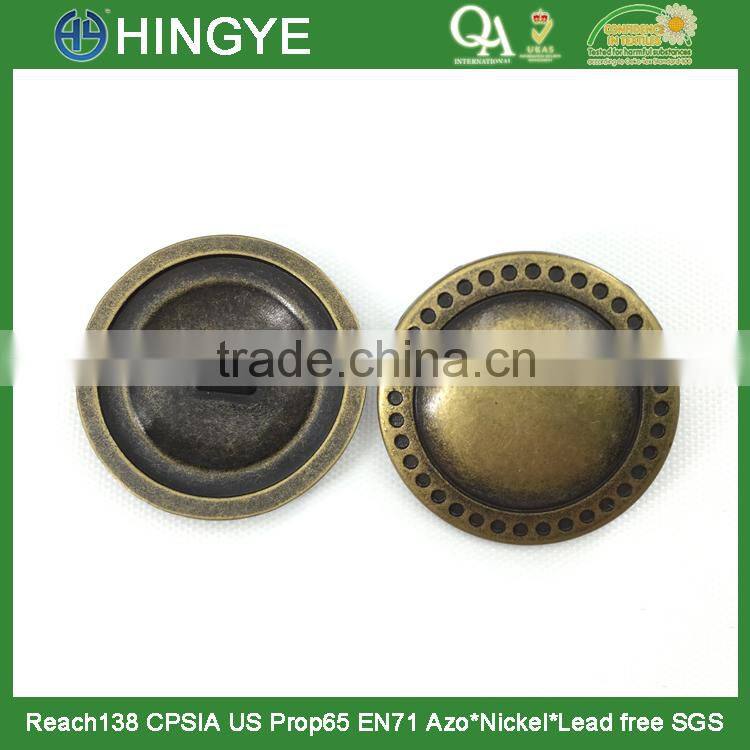2015 new arrival 25mm fashion antique brass metal shank button for coats-M1666