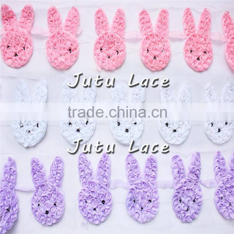 3" Shabby Bunny rosette flower trim on sale - Celebrate Easter ornaments