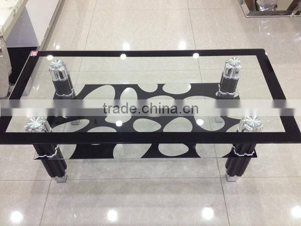 glass top stainless steel base coffee table HY-1005