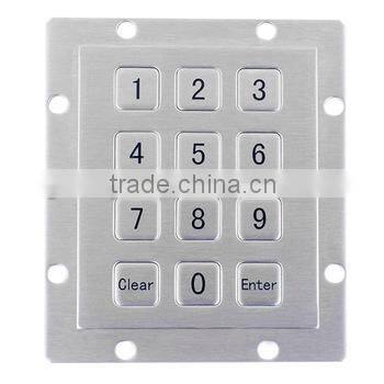 Water Proof 12 Keys Metal Numeric Keypad With Backlight