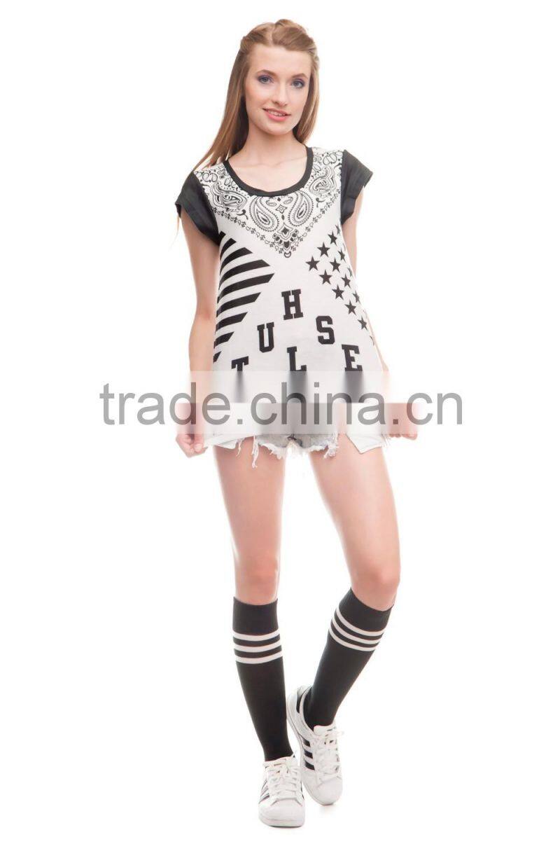 High Quality Custom 3D Printing Hustle Sports Gym Tshirt Women