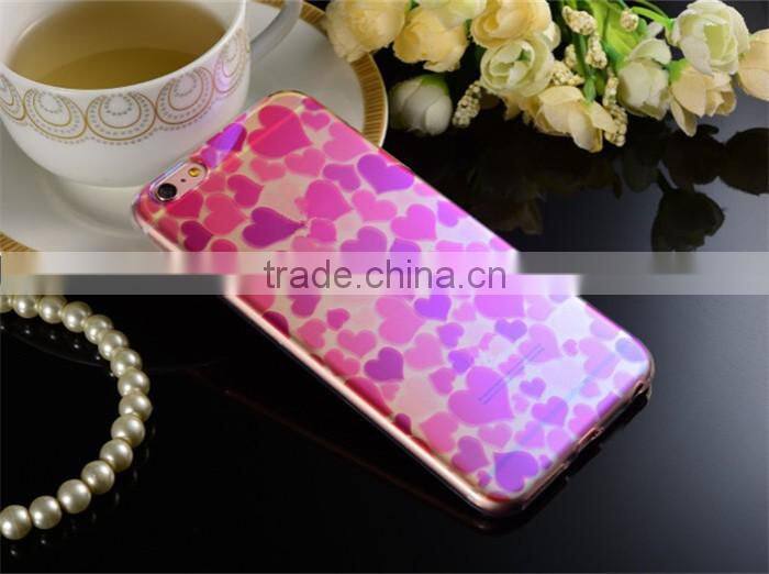 heart design fashion soft ultra thin tpu blue light case for iphone 6s 4.7