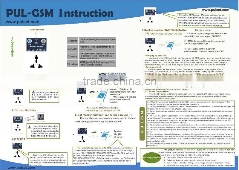GSM remote control smart power socket multiple power socket