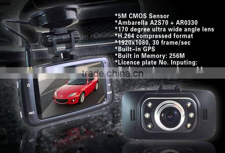 AC new arrival dvr car Built-in GPS Ambarella A2S60 1080P Real FHD car dvr H.264 1080p hd car dvr 60fps