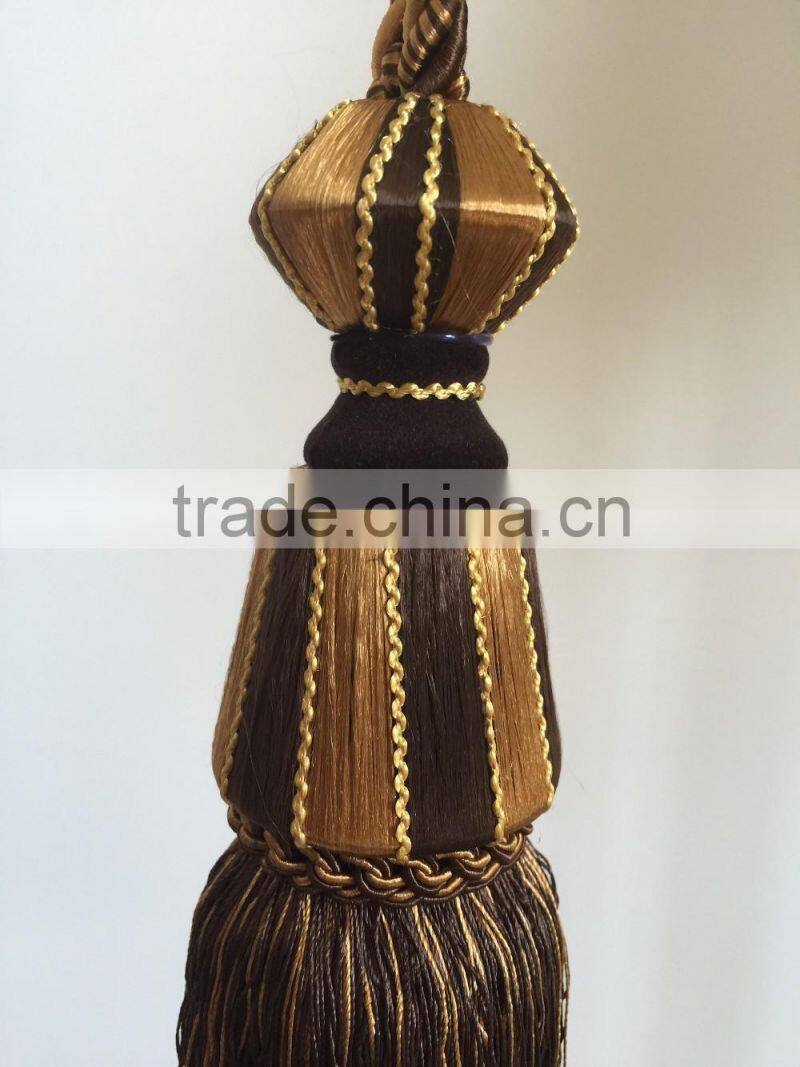 High quality wholesalers curtain accessory polyester material tassel tieback for home decorative