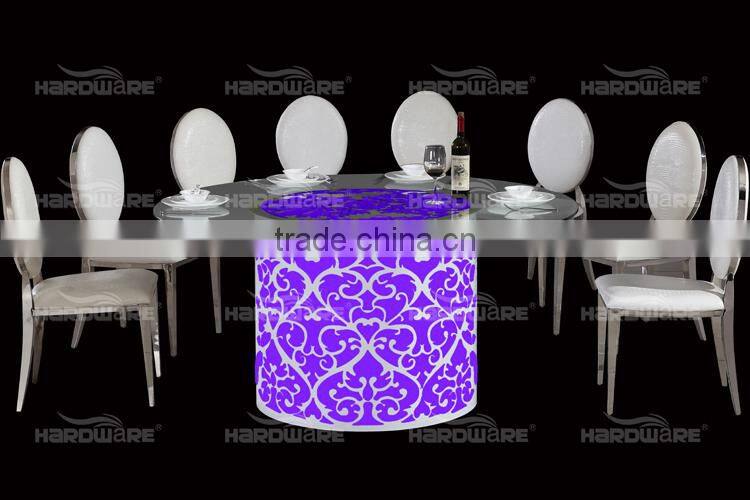 led wedding top of glass dining table/cheap wedding table and chairs