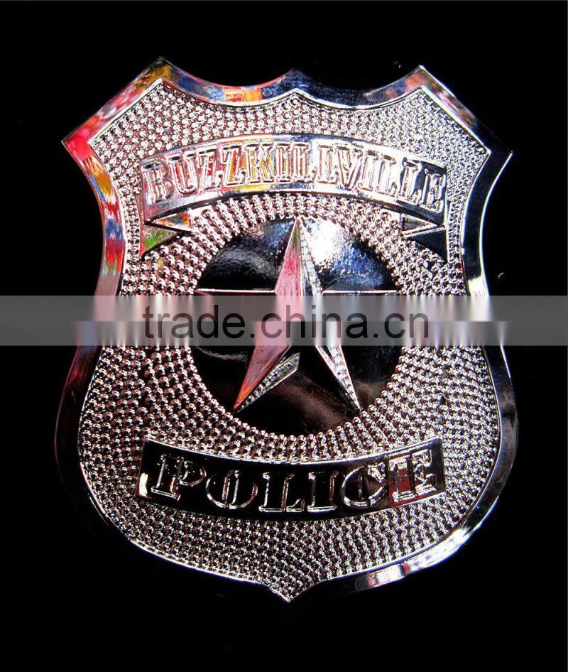 Metal party police badge pin costume accessory