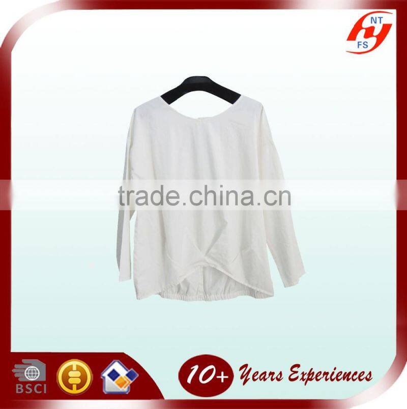 Custom Made Design Lastest Cotton Blouses For Fat Women Leisure Plus Size White Loose Lady Tops