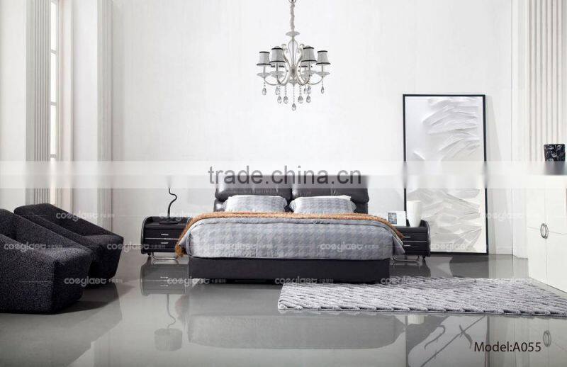 Super comfortable black leather bed