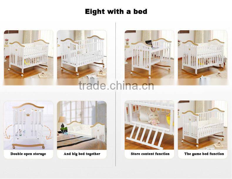 Eco-friendly Wood Multifunction Wooden Baby Cribs Pine Wood Baby Bed