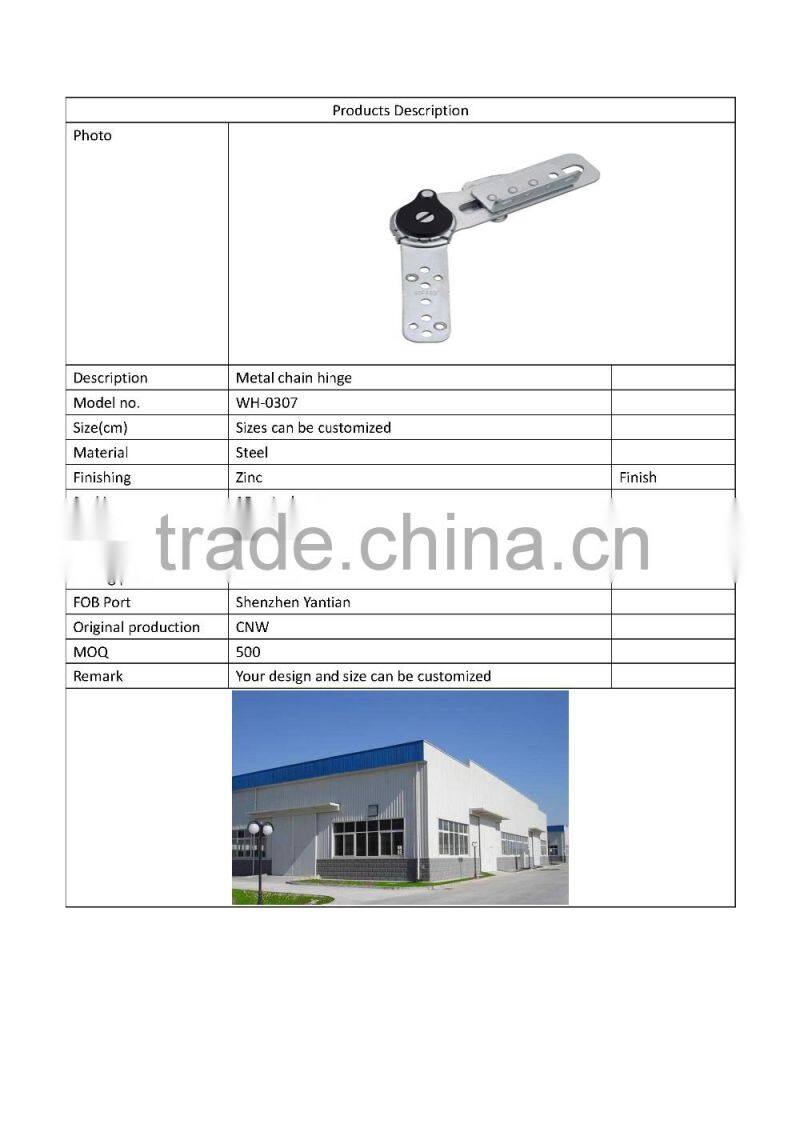 WH-0307 Stable high quality with competitive price OEM furniture parts adjustable reclining hinge, sofa headrest chain hinge