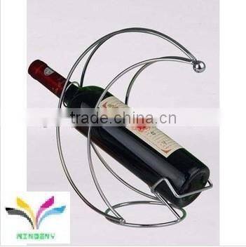 new design round style single wine bottle holder metal with handle