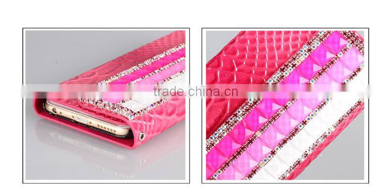 New bling-bling Crocodile handbag leather wallet holster flip case