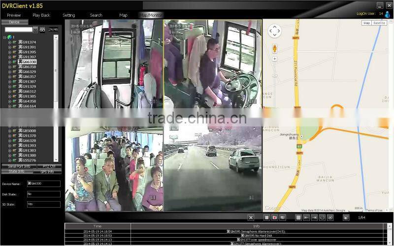 8ch mobile dvr for bus with 3G and Vehicle GPS tracker