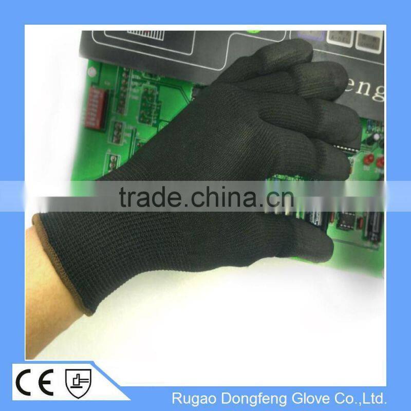 HPPE Fiber Dotted Glove with Nitrile Tips Level 3 Cut Resistant PU Finger Gloves