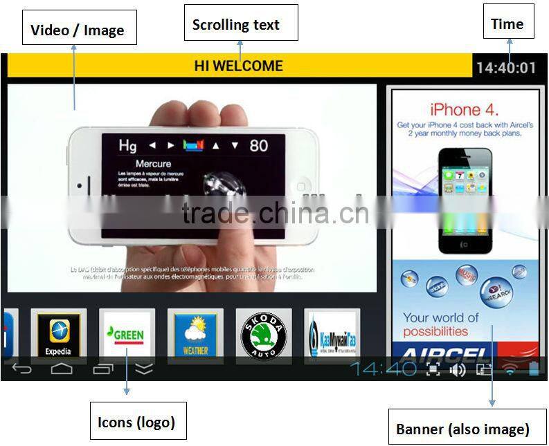 Taxi Advertising Player with 3G, WIFI, Management Software