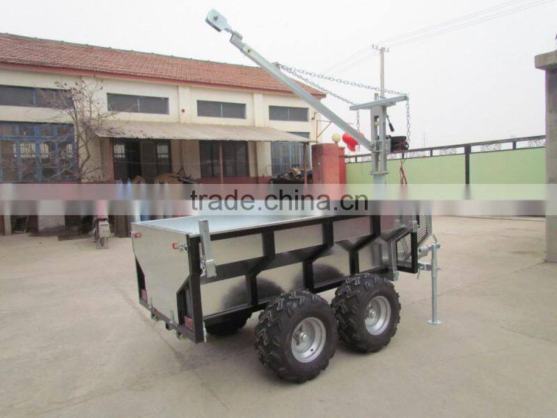 ATV Quad forest timber trailer with electric winch crane