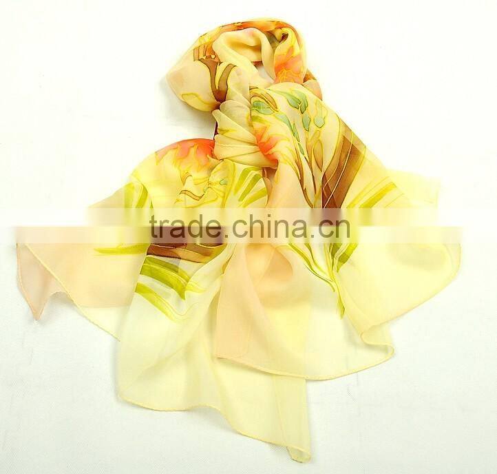 Customize digital printed chiffion scarf 100% silk scarves NO MOQ