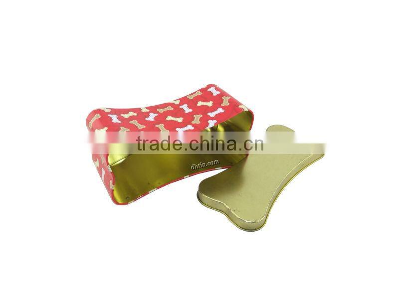bone-shaped tin box, dog food tin, cat food box