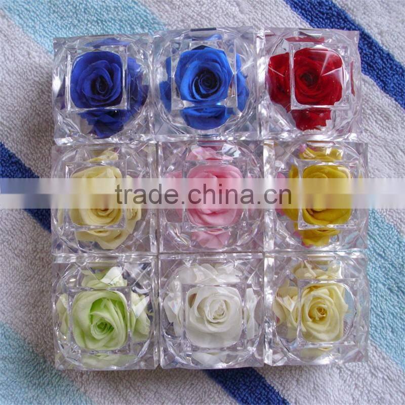 2016 Hot sale, Clear acrylic box for fresh roses display with customized logo and size