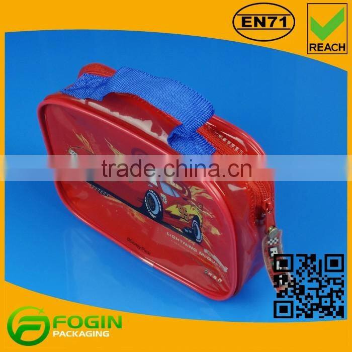 red pvc makeup travel bag with handle