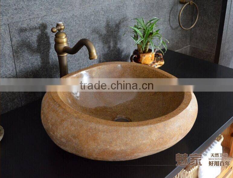 2015 Hot Sale Eco-Friendly Natural Cobble Stone Wash Basin