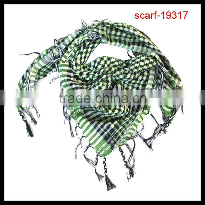 2014 lady polyester square tassel grid pattern scarf