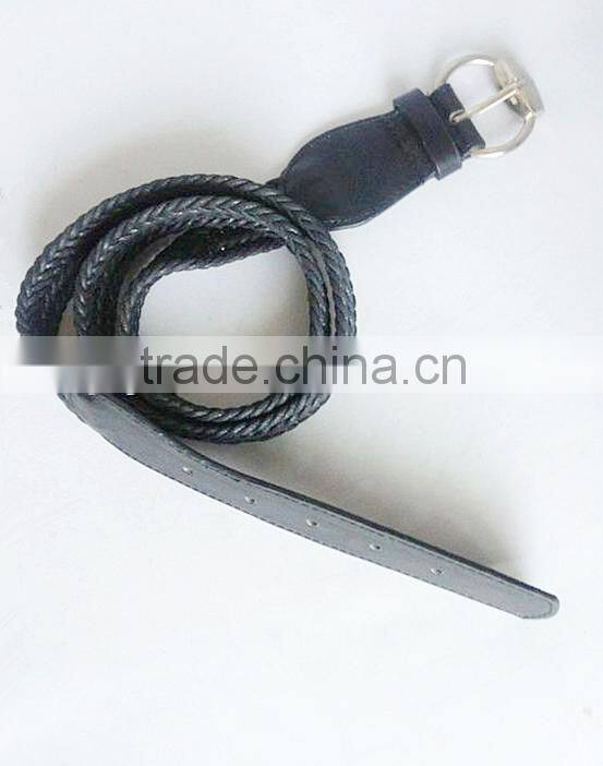 Ladies Fashion Braided Cotton Rope Belt With Metal Buckle
