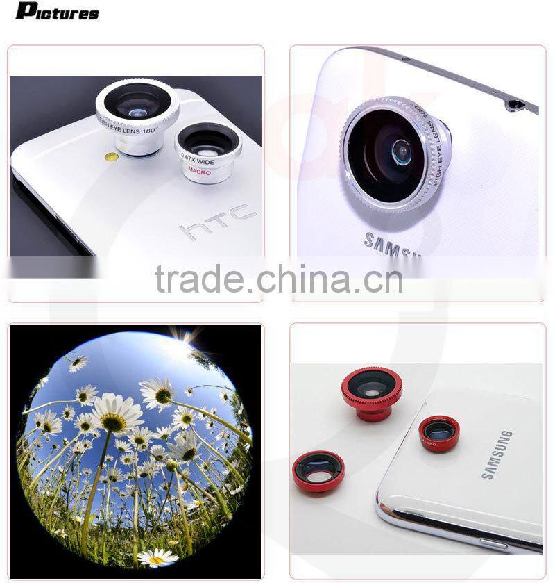 Awesome photo gadgets magnetic camera lens 180 degree fisheye+0.67x wide-angle+10x macro 3in1 lens kit 2016 new products