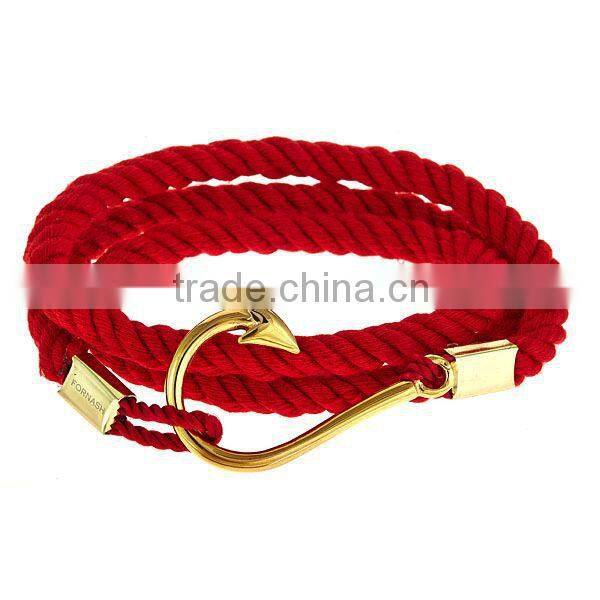 wholesale gold fishhook bracelet cotton rope hook bracelets with jewelry