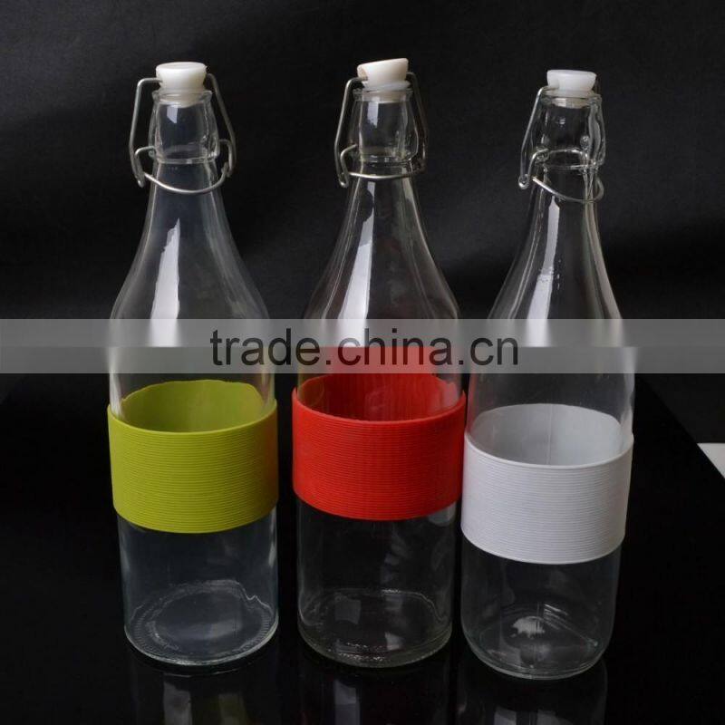 New design clear decorative empty clear glass milk bottles