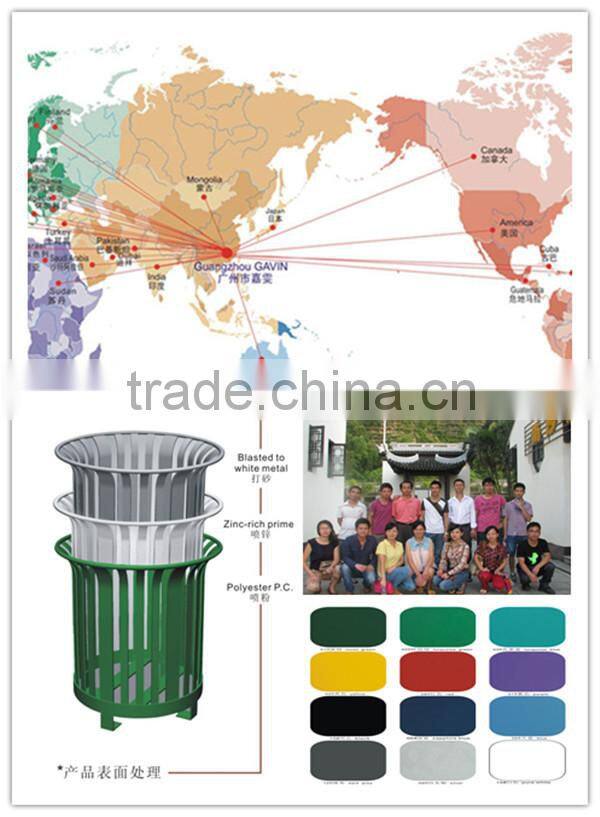 Powder coating steel and wood outdoor garden dustbin wooden waste bin