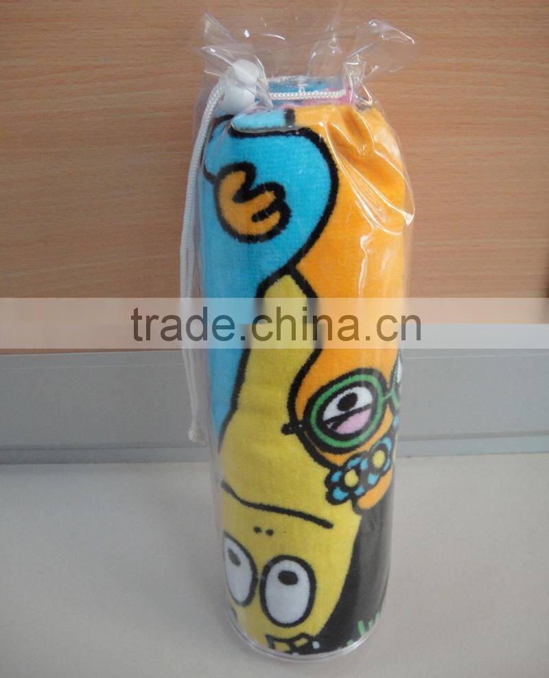 2015 HOT sell 100% cotton silk screen printing cartoon baby beach towel household baby bath towel