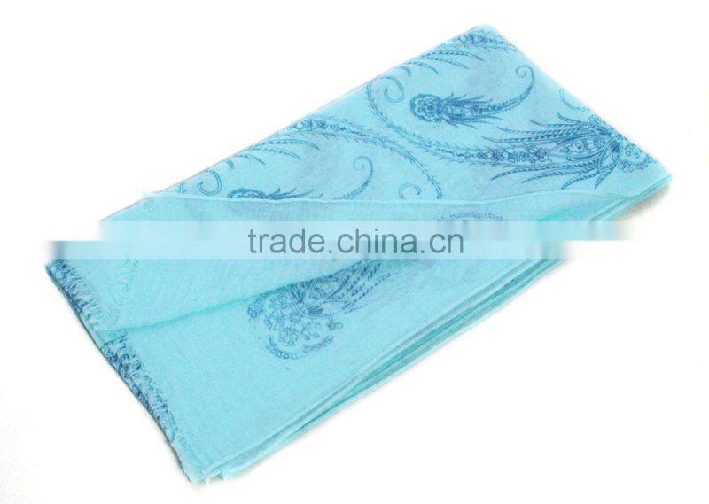 light blue color flower printing malaysia batik scarf